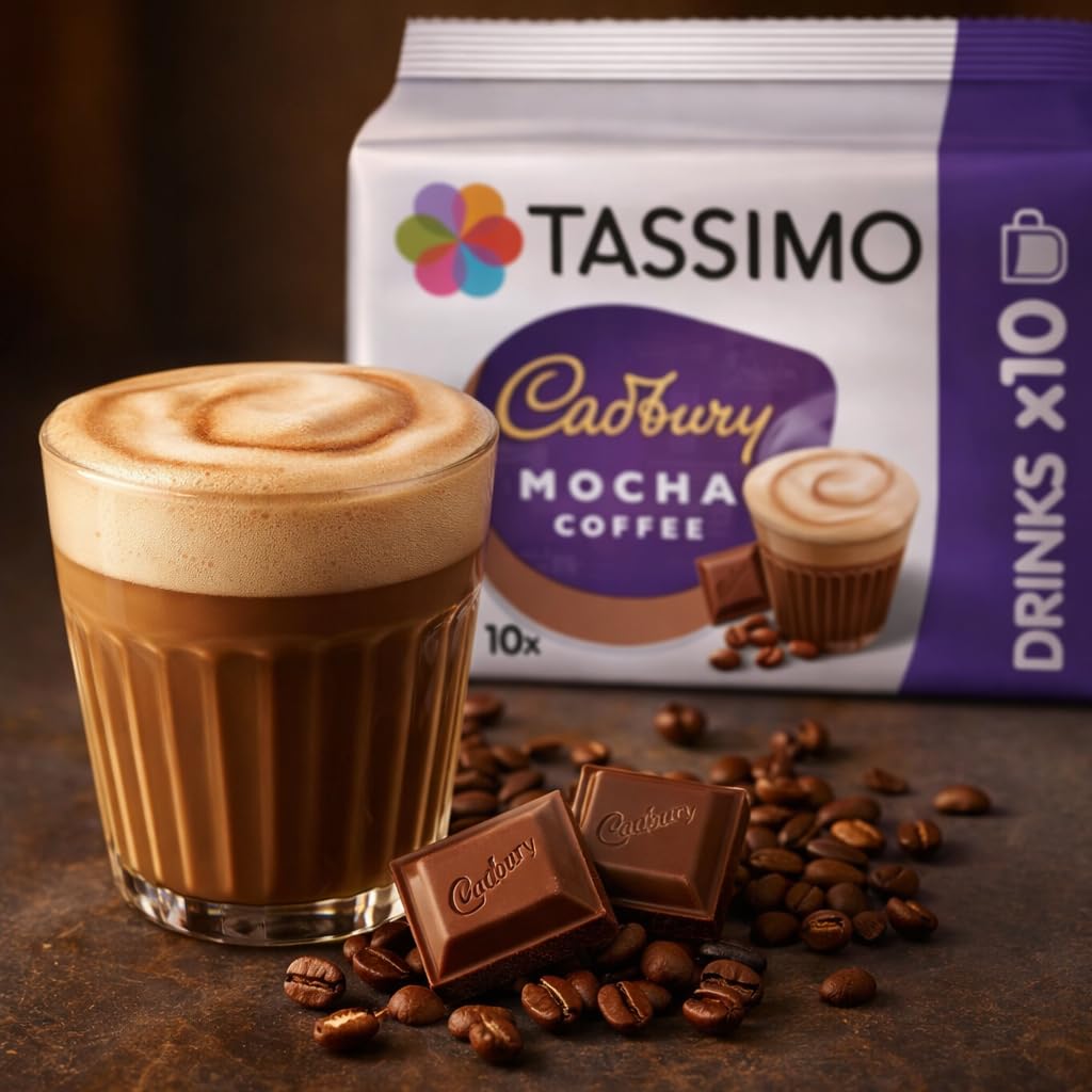 Tassimo Cadbury Mocha Coffee Pods x10 (Pack of 2, Total 20 Drinks) Smooth & Creamy Hot Drink Coffee Capsules