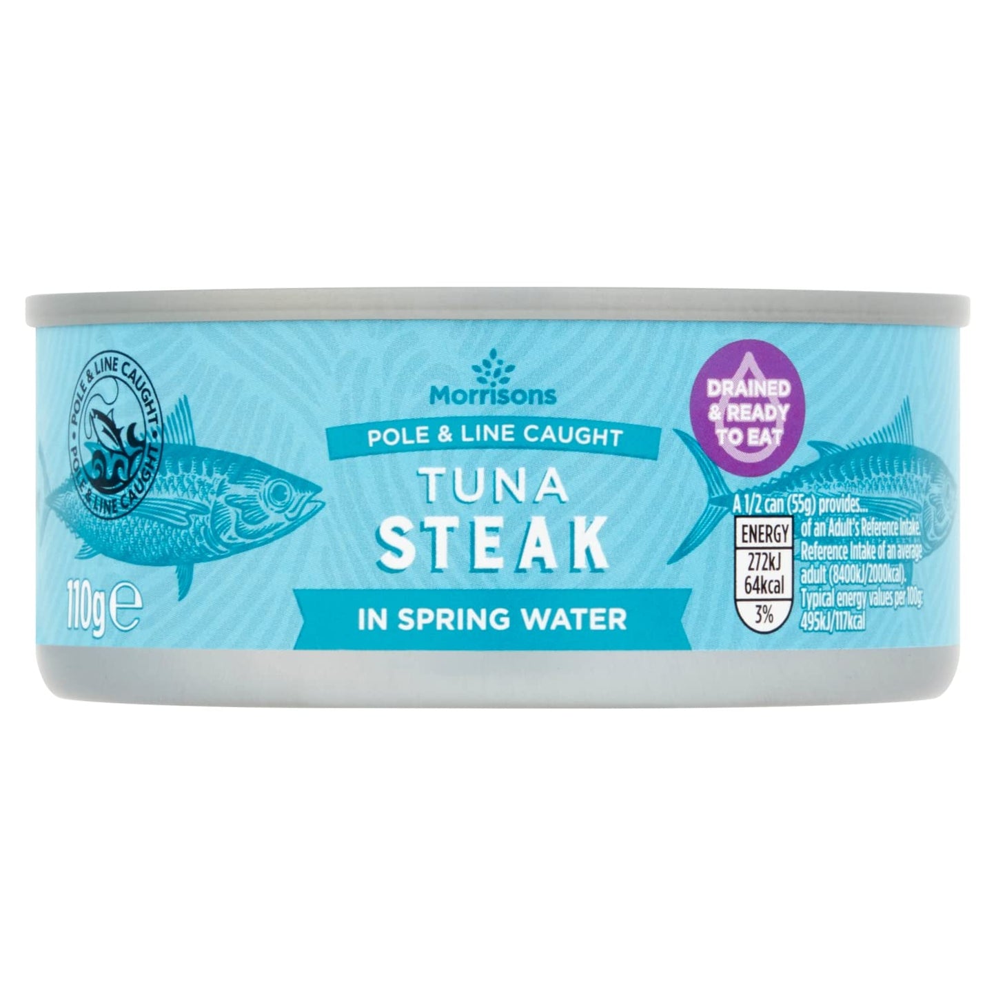 Morrisons Drained Tuna Steaks with Spring Water, 110g