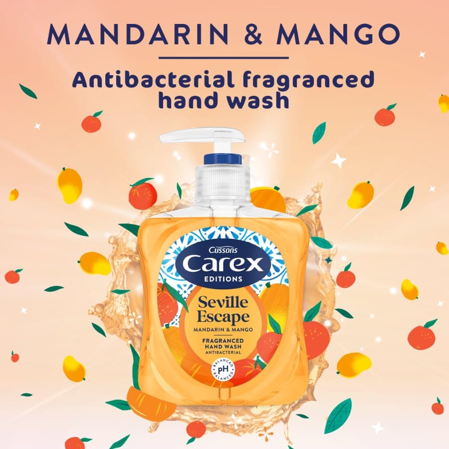 Carex Editions Handwash 3 x 250 ml Cussons Fragranced Liquid Hand Wash Kills Bacteria Seville Escape, Sunlit Spring, Rose Garden With Exclusive Beauty Tips Sheet.