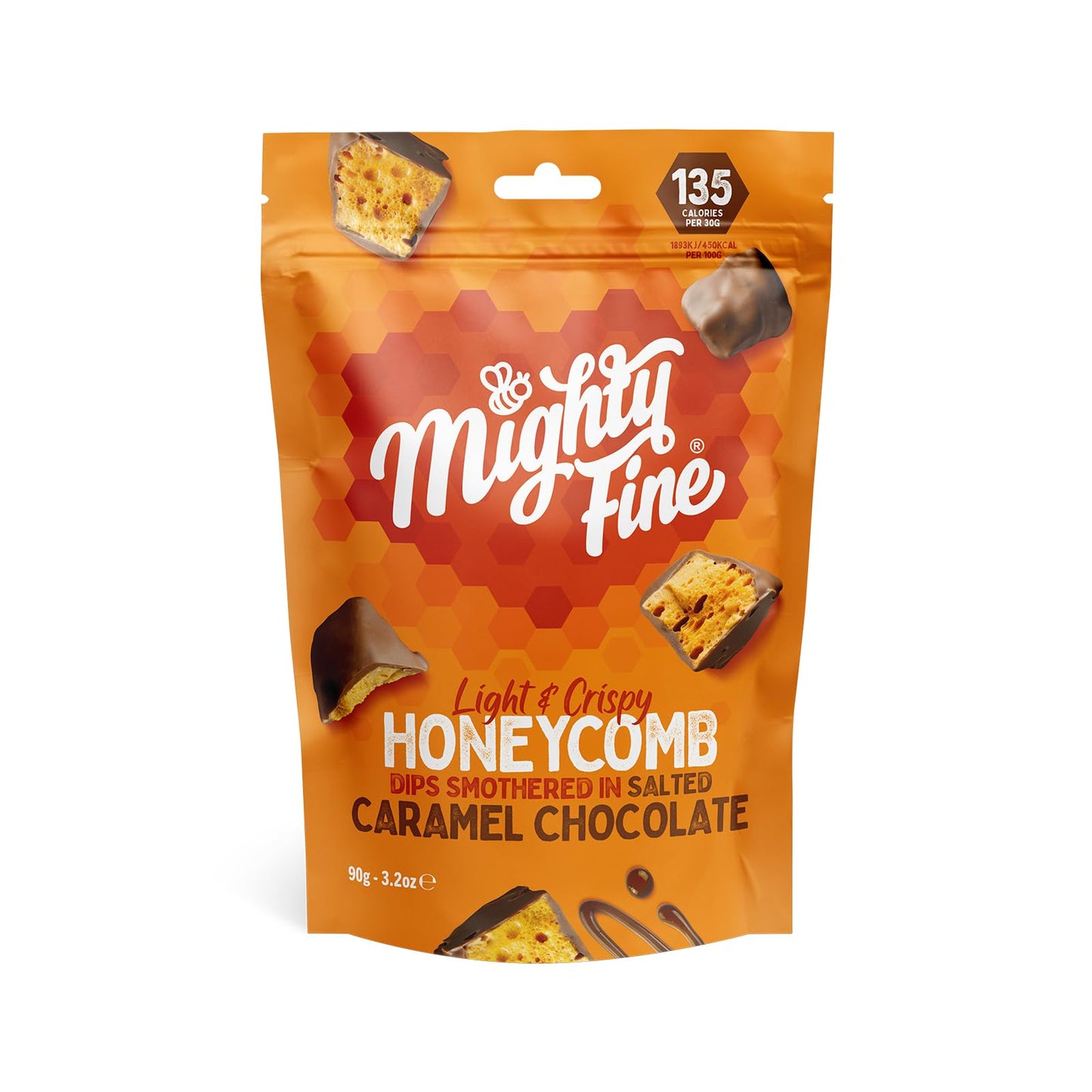 MIGHTY FINE HONEYCOMB Salted Caramel Honeycomb Dips, 90 GR