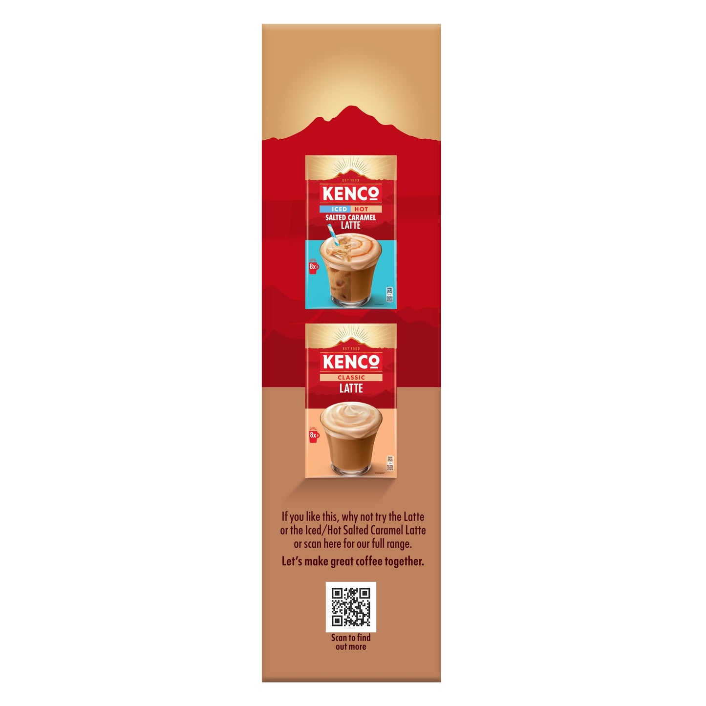 Kenco Chocolate Hazelnut Latte Instant Coffee Sachets 8x16.8g (Pack of 5, Total 40 Drinks)