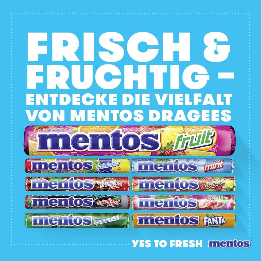 Mentos Chewy Dragees Fruit 3 x 38g