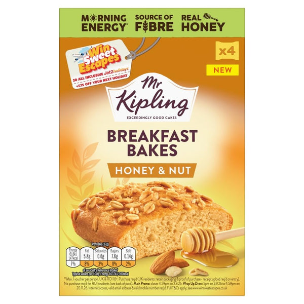 Mr Kipling Breakfast Bakes Honey & Nut, 4 Bakes - Perfect For Snacking On-the-Go (Pack of 1)