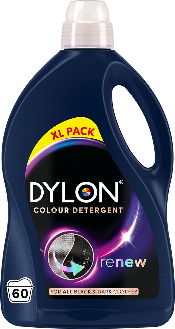 Dylon Detergent (60 Wash Loads), Liquid Laundry Detergent for all Black & Dark Clothes, renewing in every wash with optimal results in 10 washes