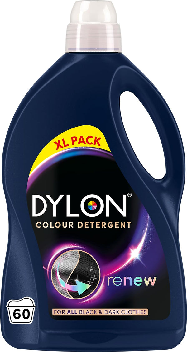 Dylon Detergent (60 Wash Loads), Liquid Laundry Detergent for all Black & Dark Clothes, renewing in every wash with optimal results in 10 washes