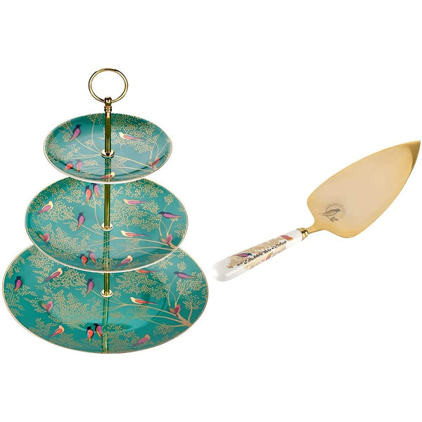 Sara Miller for Portmeirion Chelsea 3 Tier Cakestand-Green, Ceramic, 280 x 280 x 60 cm