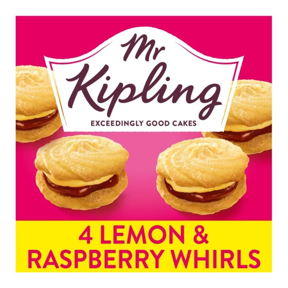 Mr Kipling Lemon & Raspberry Viennese Whirls Cakes, 4 Pack