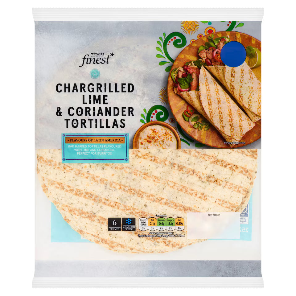 Tesco finest Chargrilled Lime & Coriander Tortillas, 252g