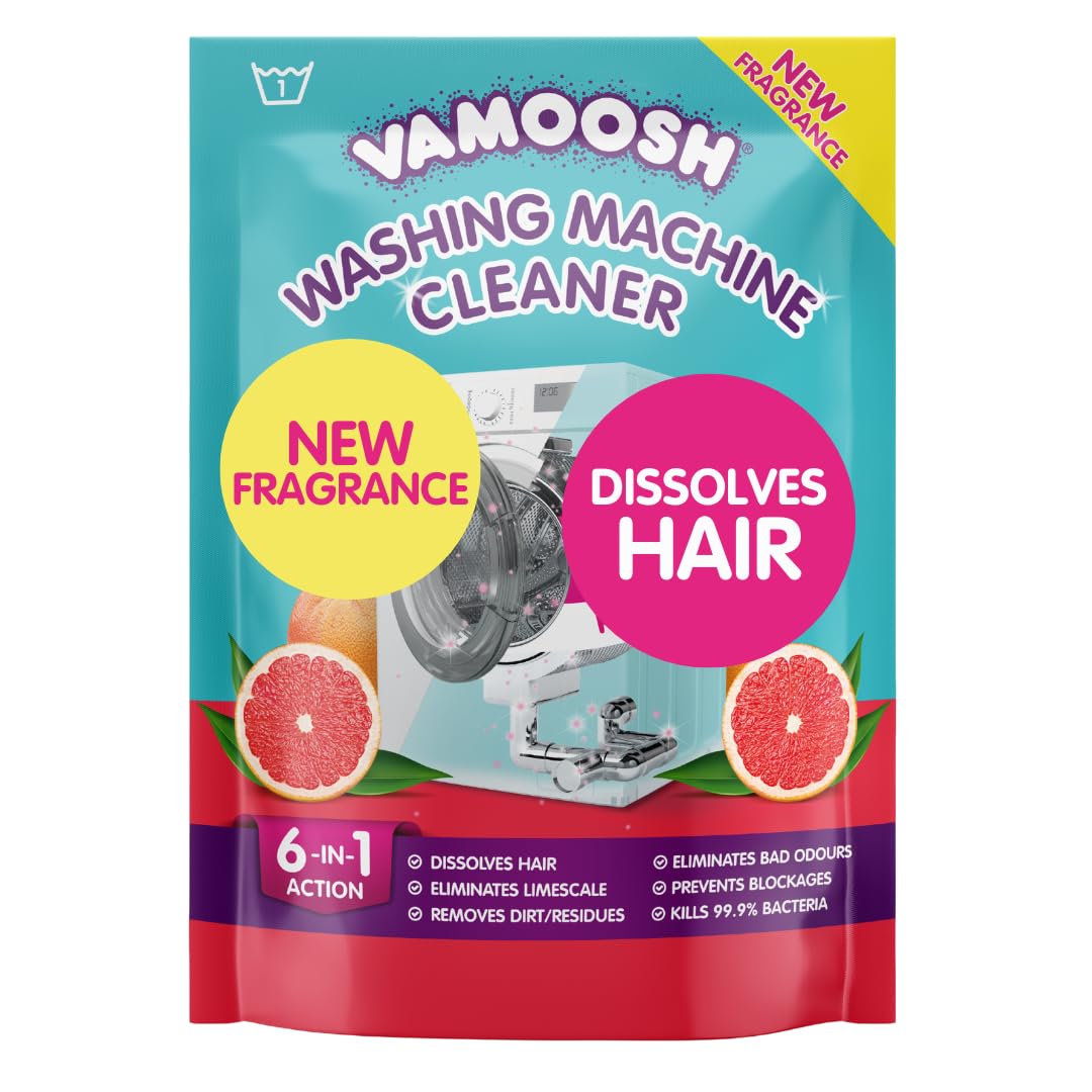 Vamoosh 6-in-1 Washing Machine Cleaner, Dissolves Hair, Eliminates Bad Odours, Removes Limescale, Deep Clean, Leaves Smelling Fresh, Antibacterial, Descales
