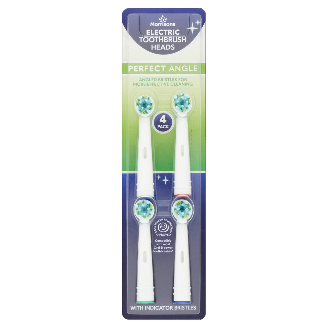 MORRISONS Electric Toothbrush Heads Perfect Angle 4 Pack, White