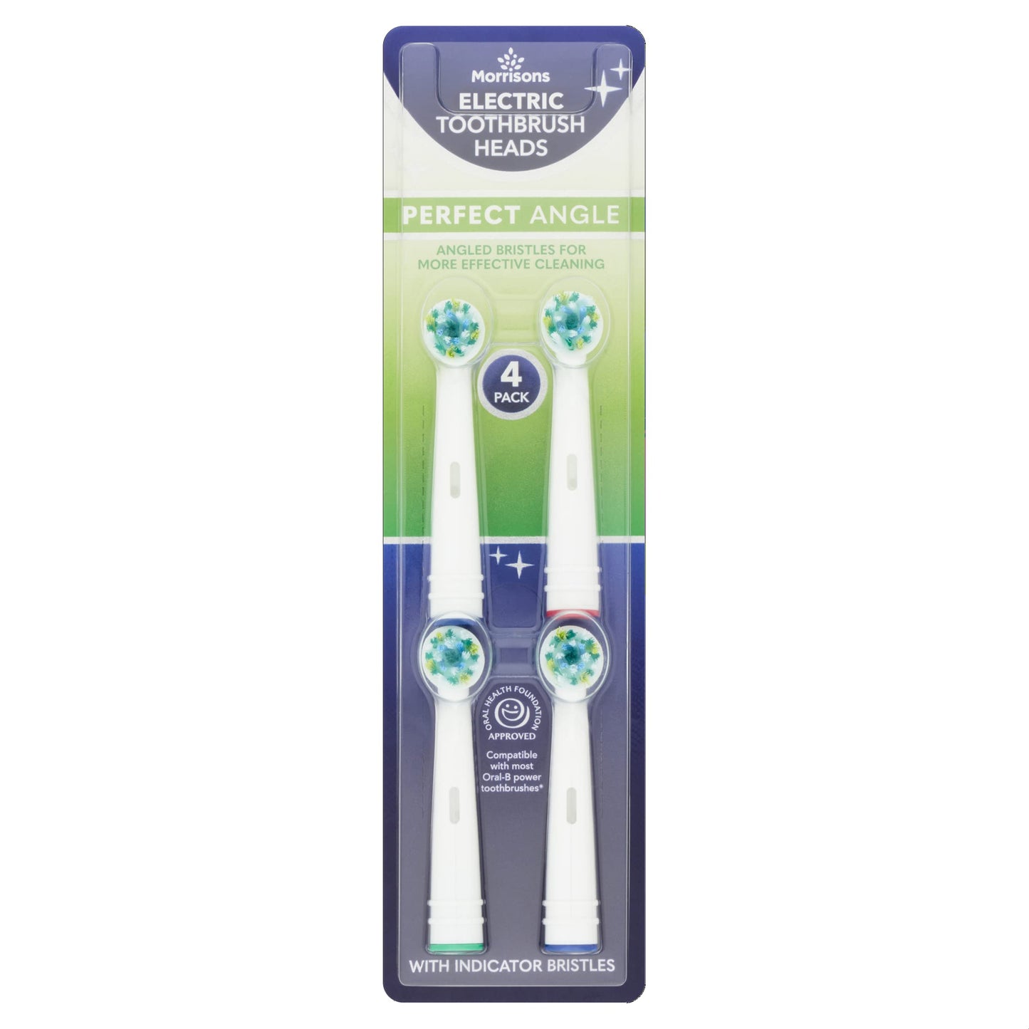 MORRISONS Electric Toothbrush Heads Perfect Angle 4 Pack, White