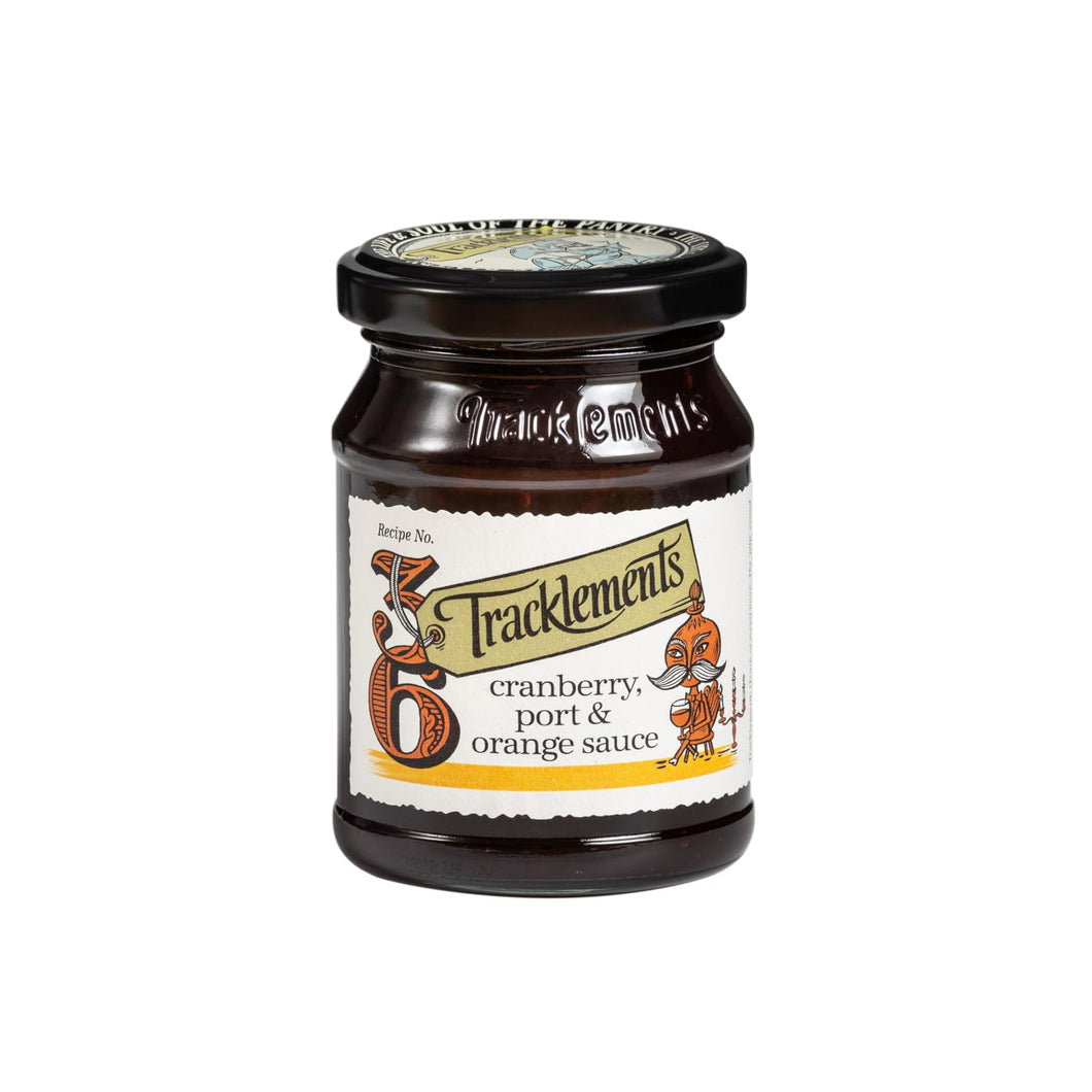 Tracklements Cranberry, Port & Orange Sauce, The Ideal Condiment for Pork, Goose and Cheeses or Partnered with Duck Breasts, Vegan Friendly, Gluten Free, 210g Jar