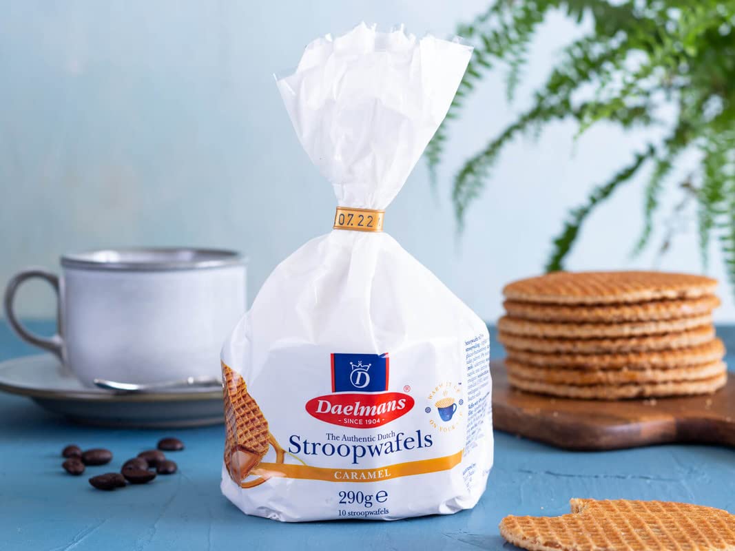 Daelmans Stroopwafels - Caramel Wafers - Box with 15 Clip bags (290 gram per Clip Bag) - Authentic Dutch Caramel Waffle - Stroopwaffels
