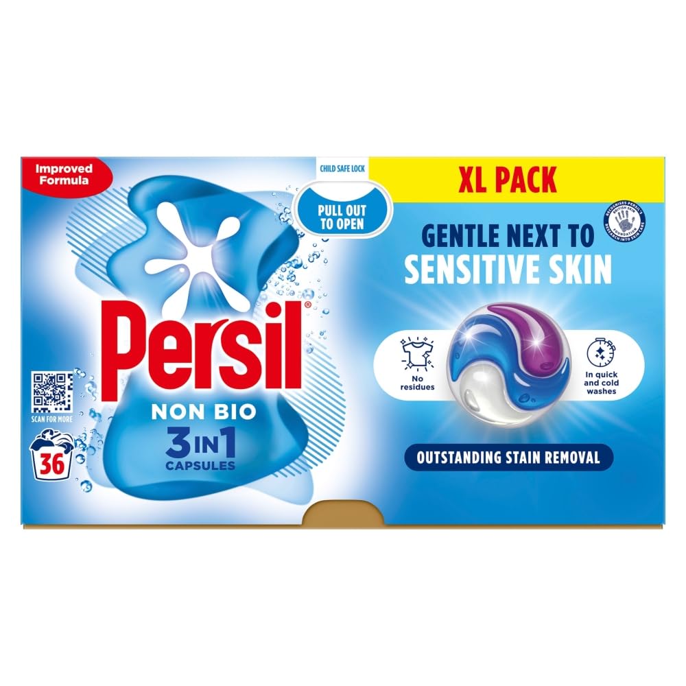 Persil Non Bio 3 In 1 Sensitive Laundry Detergent Capsules 36 Washes