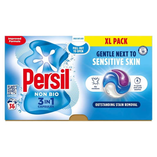 Persil Non Bio 3 In 1 Sensitive Laundry Detergent Capsules 36 Washes