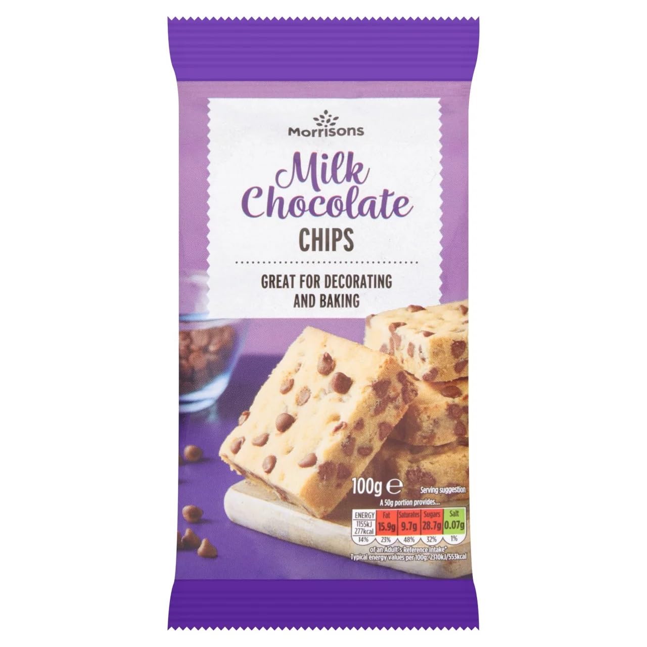 Morrisons Milk Chocolate Chips, 100g