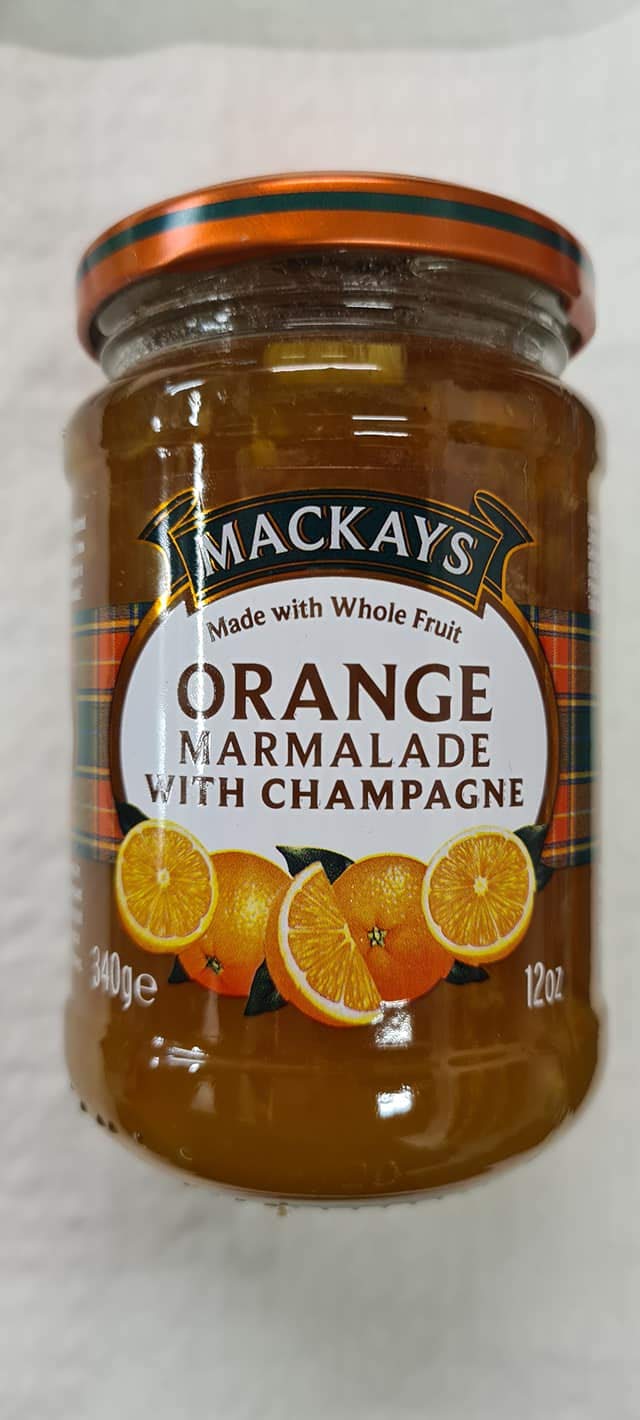 Orange Marmalade with Champagne 340g, Mackays. Suitable for Vegetarians, Vegan, Gluten Diets