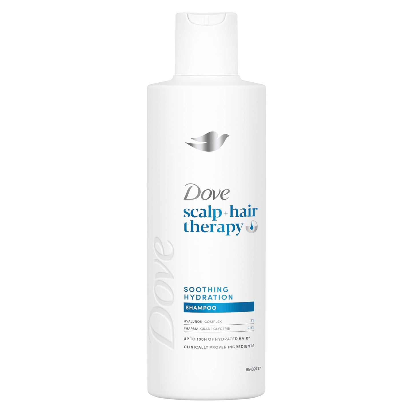 Dove Scalp + Hair Therapy Soothing Hydration Shampoo hair care with Hyaluron-Complex and Pharma-Grade Glycerin for up to 100 hours of hydrated hair