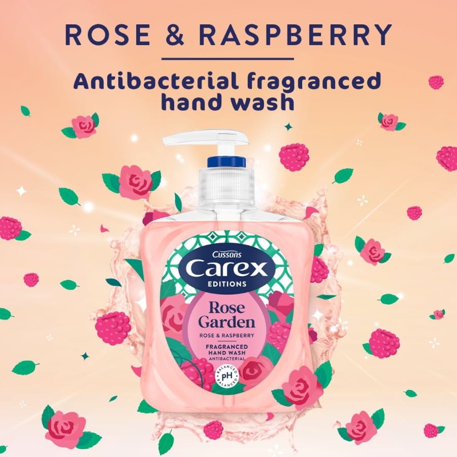 Carex Editions Handwash 3 x 250 ml Cussons Fragranced Liquid Hand Wash Kills Bacteria Seville Escape, Sunlit Spring, Rose Garden With Exclusive Beauty Tips Sheet.