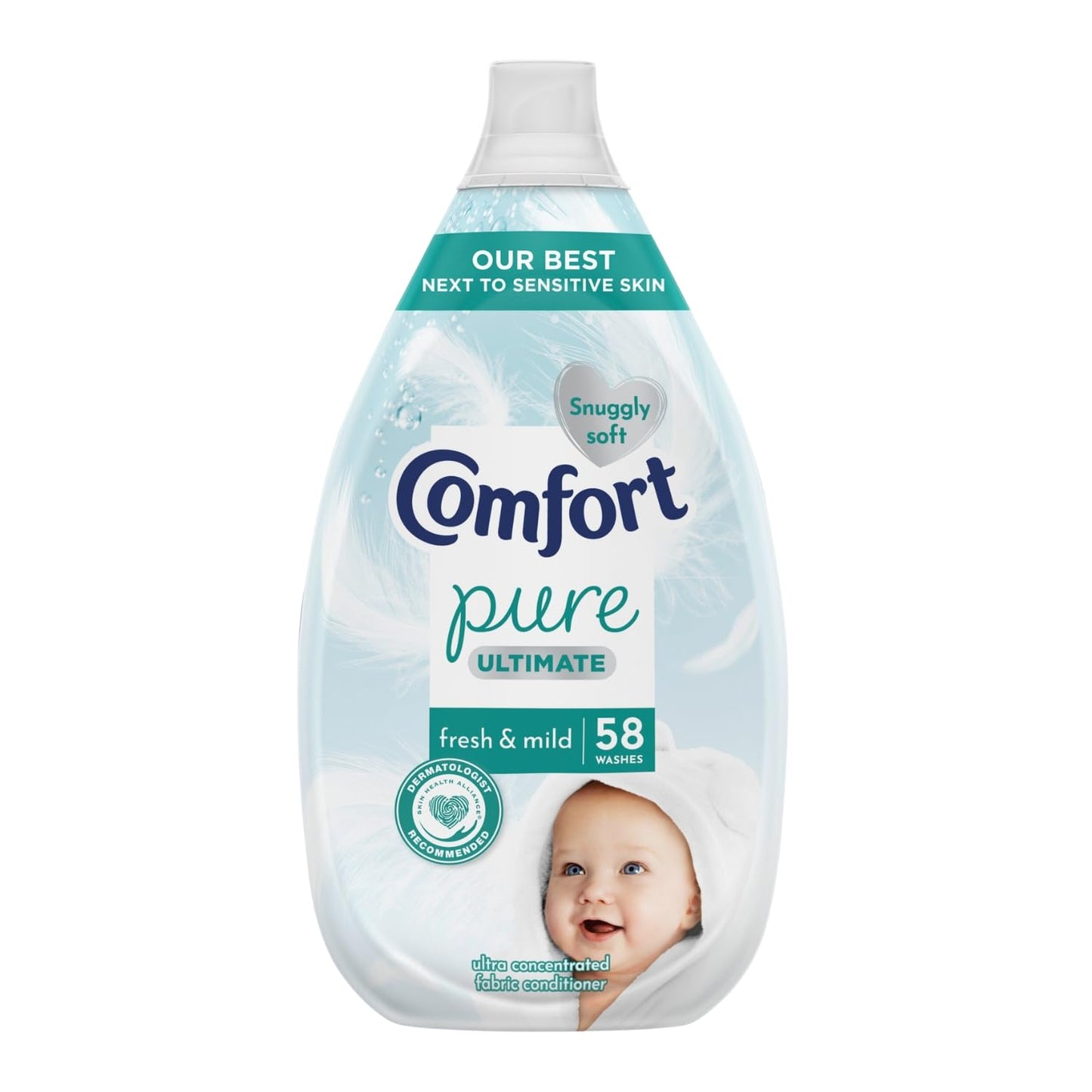 Comfort Pure Fabric Conditioner Ultimate Care Fresh and Mid with Lasting Fragrance Intense Liquid Fabric Softener Suitable for Sensitive Skin 58 Washes, 870ml Pack of 3