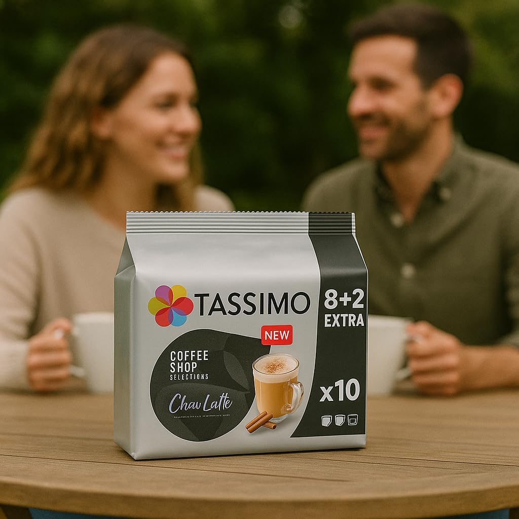 Tassimo Sweet Spice Latte Twin Pack – Coffee Shop Selections Chai & Cinnamon Roll Coffee Pods (Pack of 2, Total 18 Drinks)