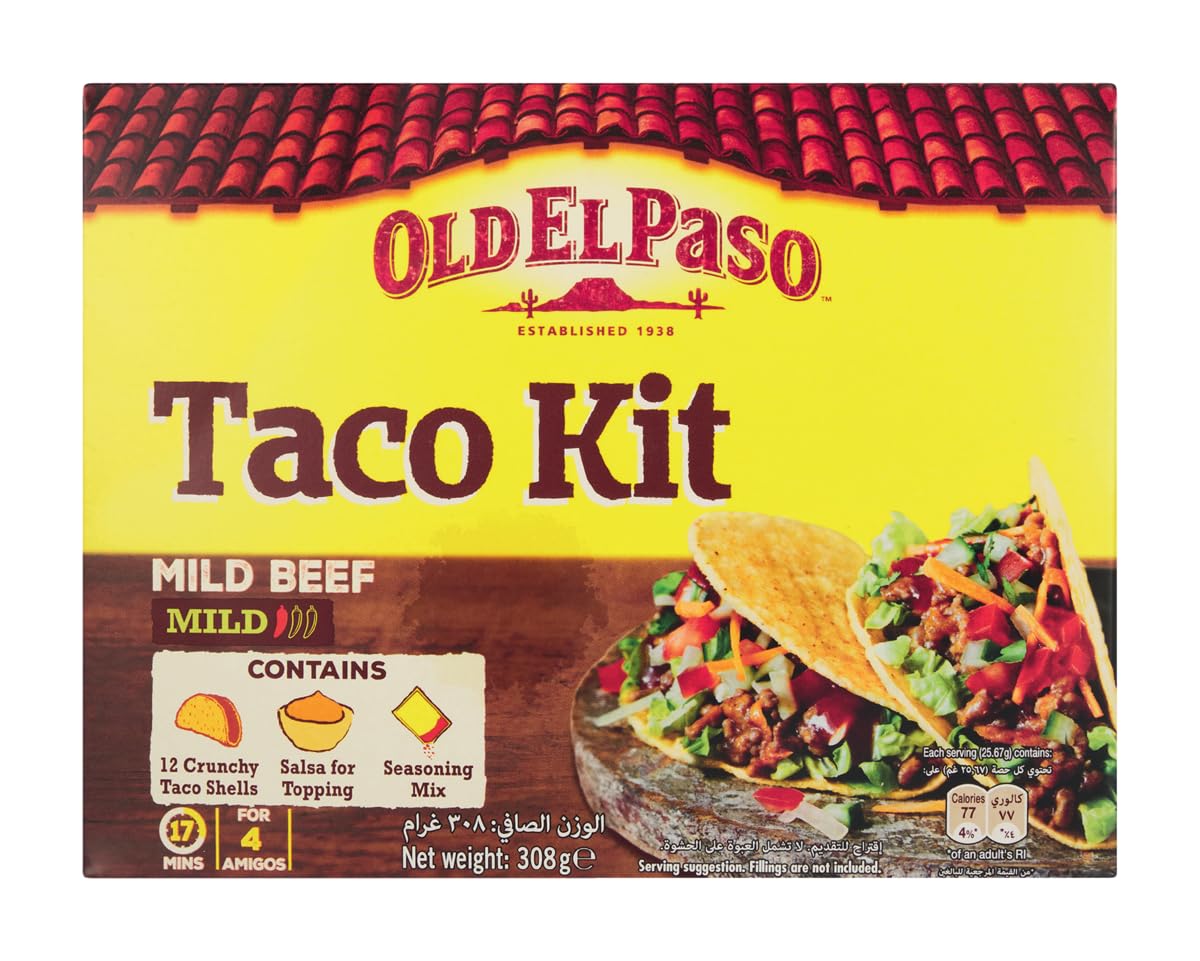 Old El Paso Mexican Crunchy Taco Kit with Garlic and Paprika, 308 g