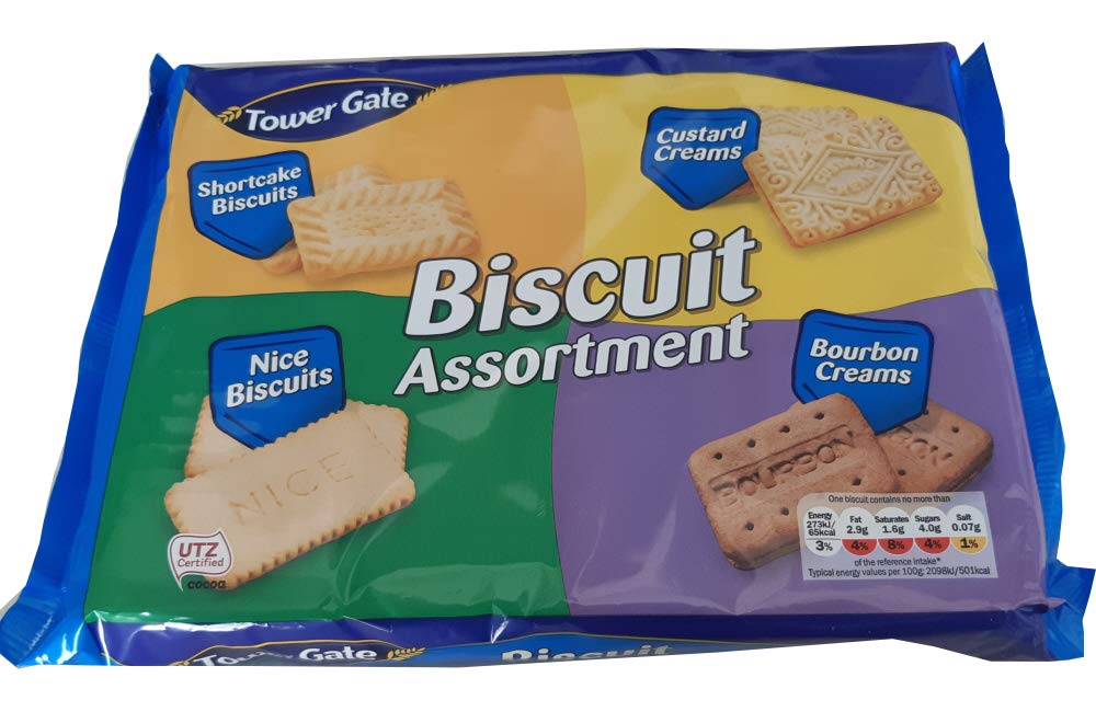 Tower Gate Assortment Biscuits 700g Vegetarian - Shortcake-Custard Creams-Nice Biscuits-Bourbon Creams