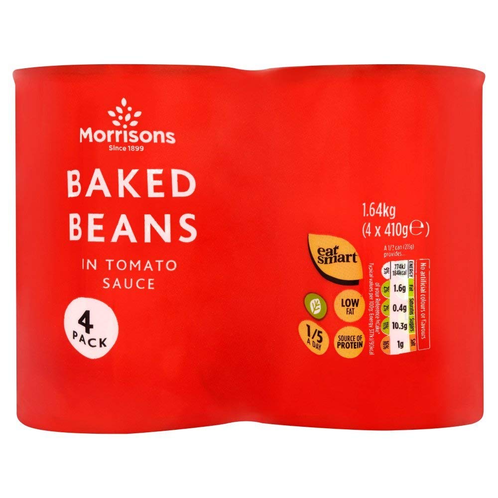 Morrisons Baked Beans in Tomato Sauce 4 x 410g cans (Forced)