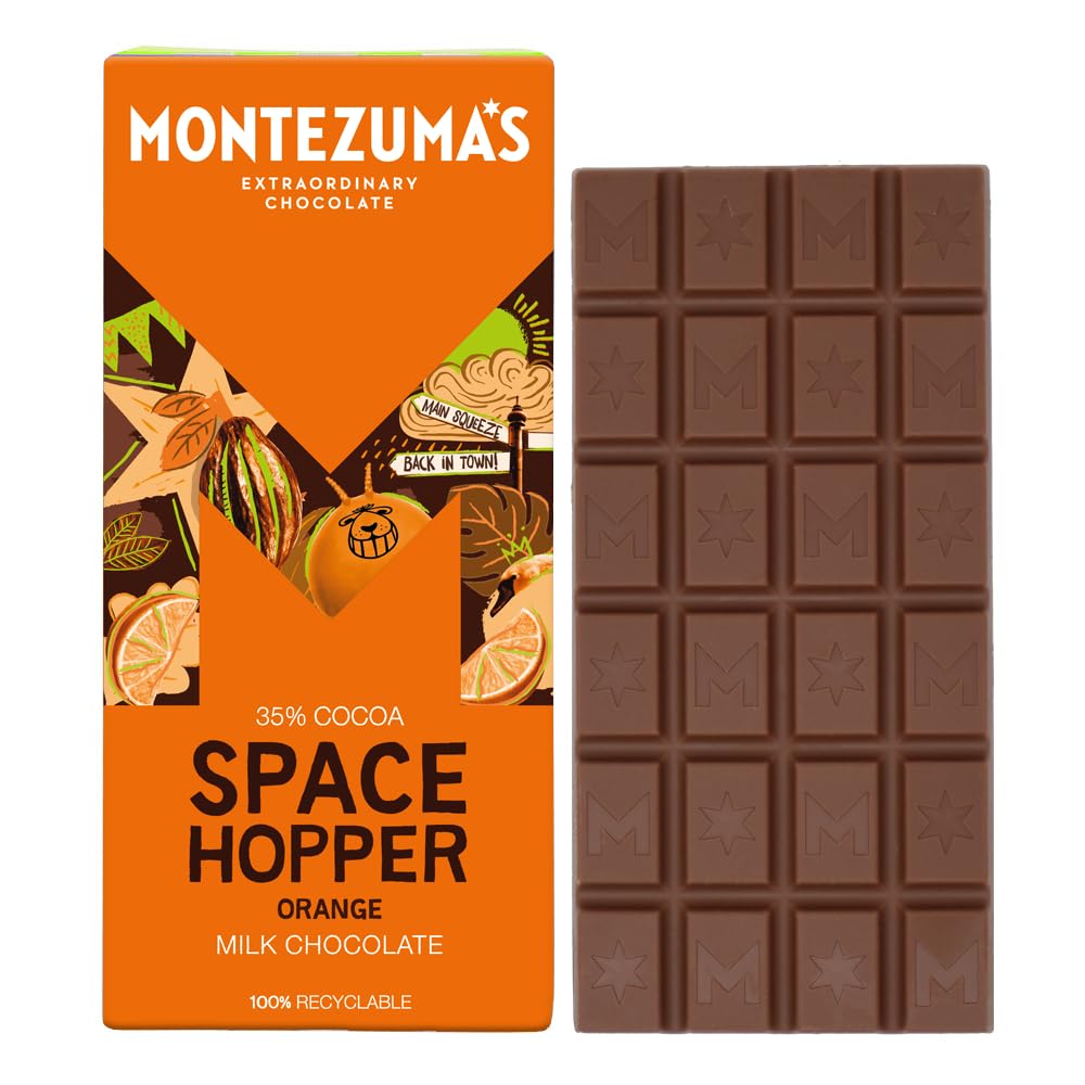 Montezuma's Space Hopper - Milk Chocolate With Orange Bar 90g