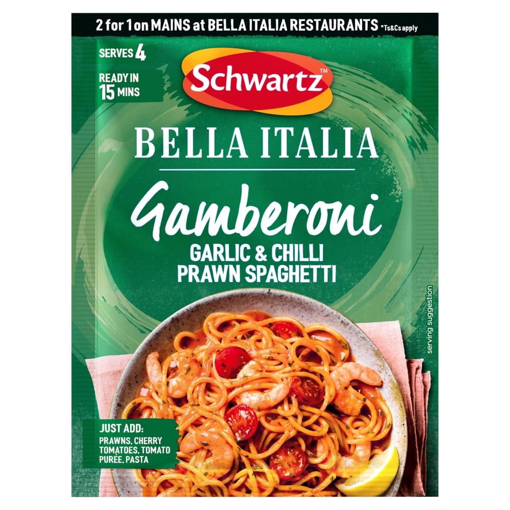 Schwartz x Bella Italia Gamberoni Garlic & Chilli Prawn Spaghetti Recipe Mix, 35g