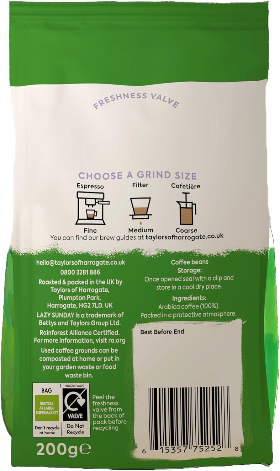 Taylors of Harrogate Lazy Sunday Ground Coffee 200 g