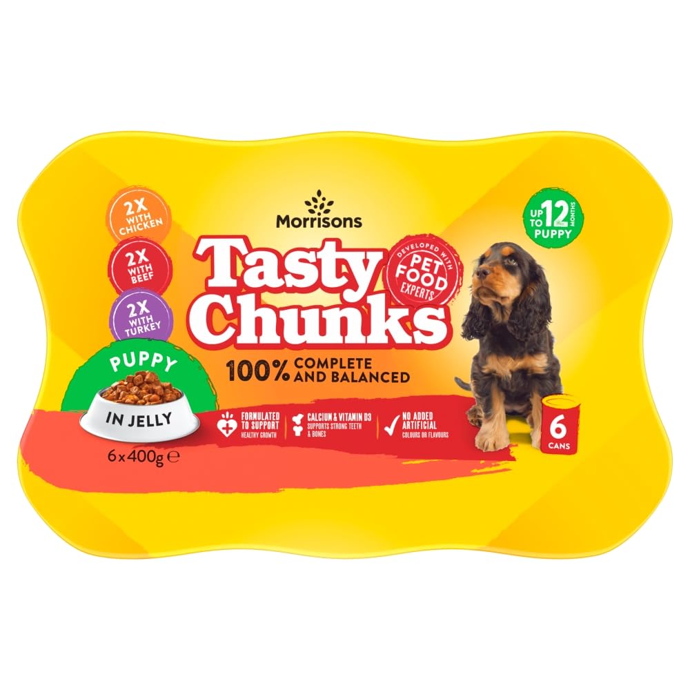 Morrisons Puppy Food Meat Chunks In Jelly, 6 x 400g