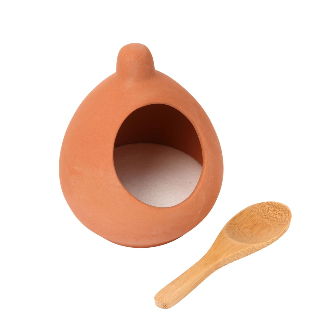Salt Cellar and Spoon Set in Terracotta