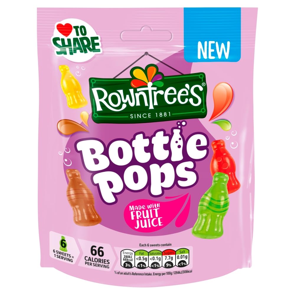 Rowntree's Bottle Pops Sweets Sharing Bag 115g