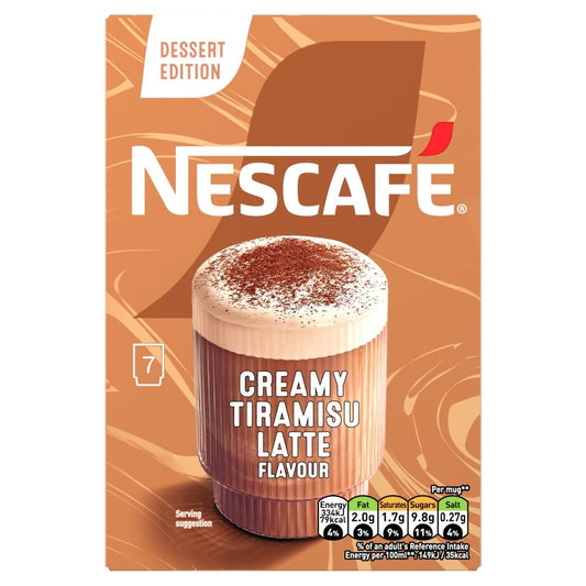 Nescafe Frothy Tiramisu Latte Coffee 7 Sachets 136.5g