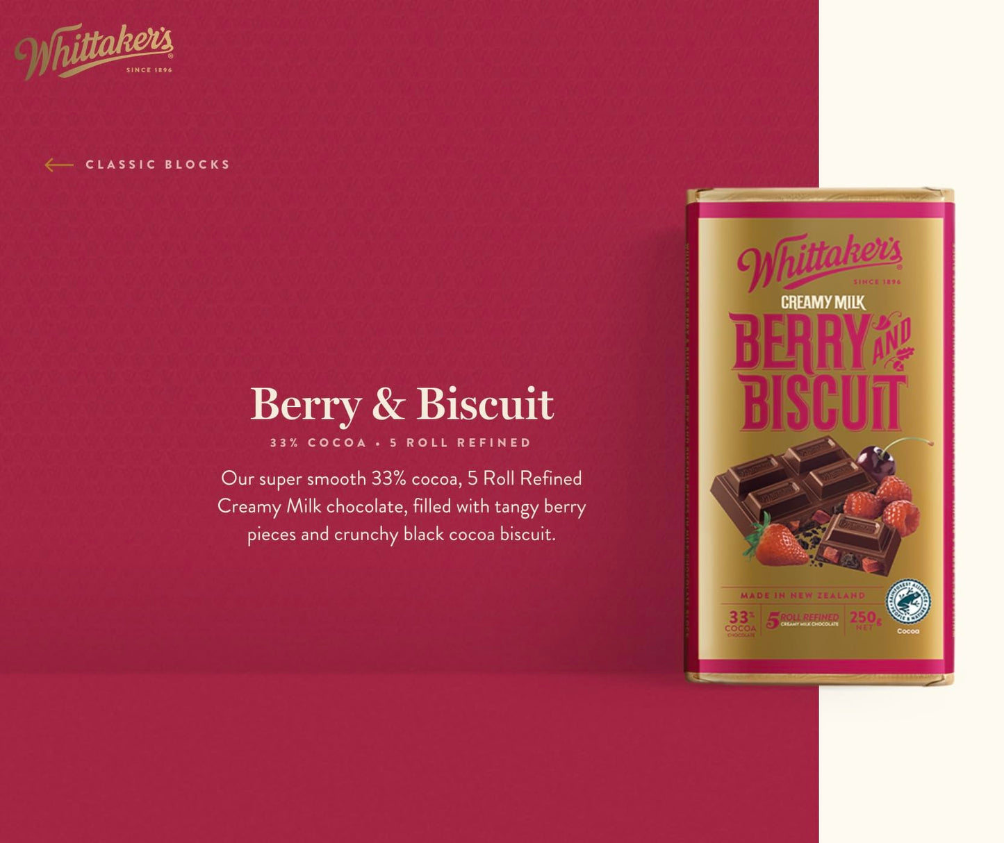 Whittaker's Classic Block, Crafting New Zealand’s finest chocolate since 1896, Imported from New Zealand