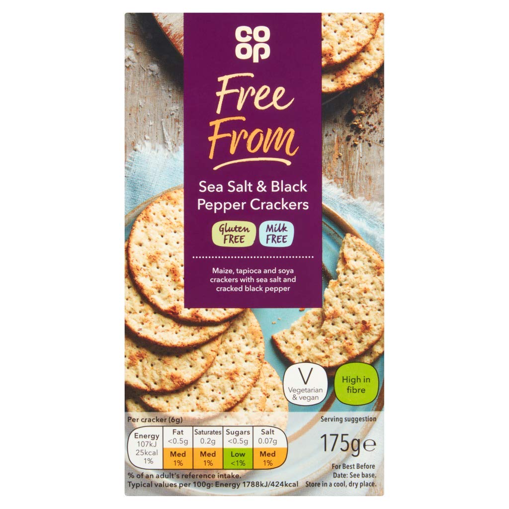 Co-op Free From Sea Salt and Black Pepper Crackers, 175g