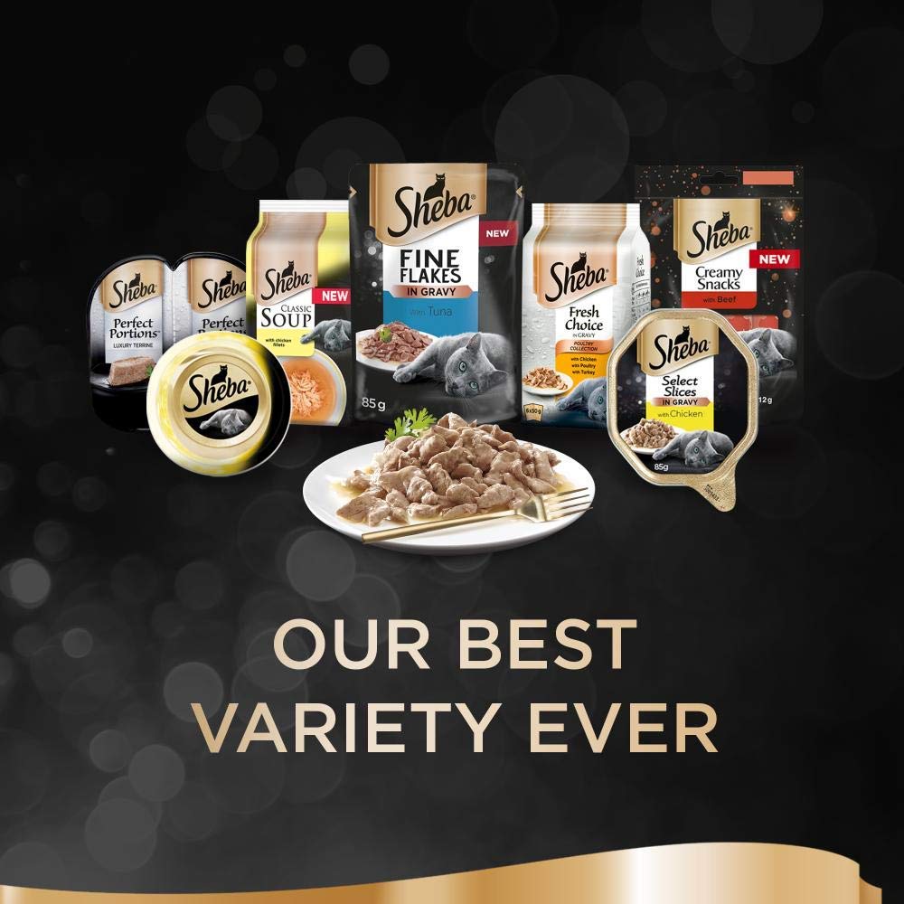 Sheba Select Slices, Wet Cat Food Pouches, Poultry Collection in Gravy, 40 x 85 g