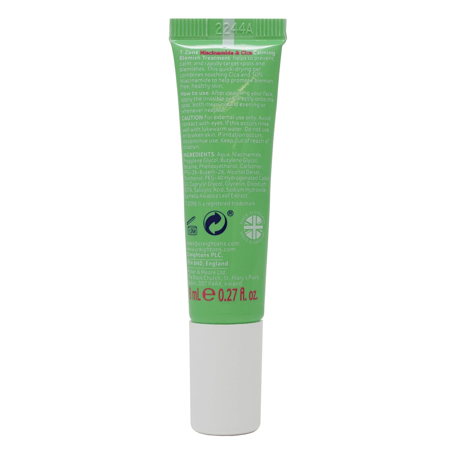T-Zone Niacinamide & Cica Calming Blemish Treatment (8ml) - Calms & Soothes. Helps Reduce Blemishes. With 10% Niacinamide