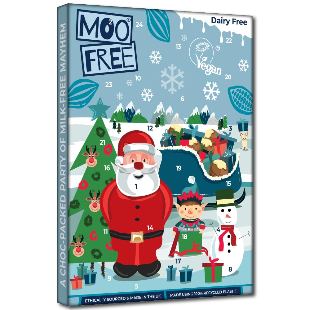 Moo Free Alternative White Chocolate Advent Calendar Christmas Gluten Dairy Free Vegan Friendly