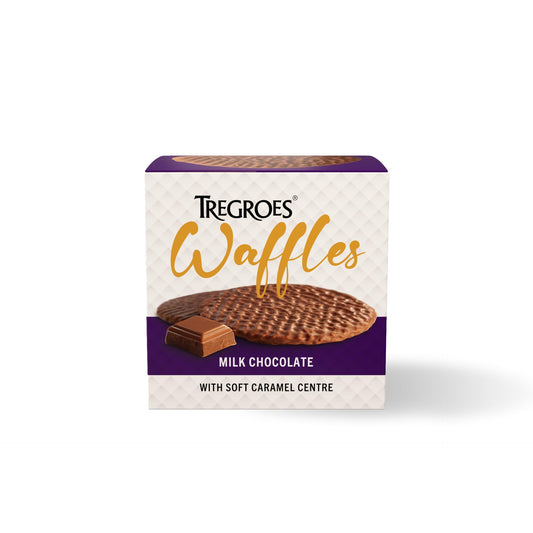 Tregroes Waffles - Milk Chocolate Toffee Waffles - Delicious and UK Baked - 6 x 6 waffles