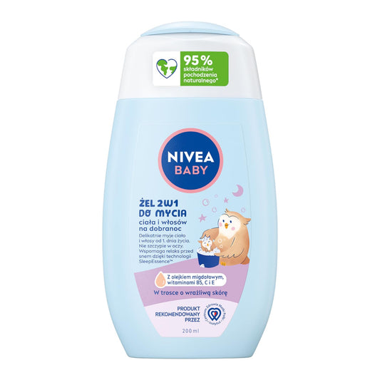 NIVEA BABY Gel 2in1 for Body Wash and Hair Good Night, 200 ml