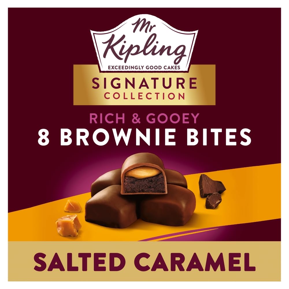 Mr Kipling Signature Rich & Gooey Salted Caramel Brownie Bites, 8 Cakes