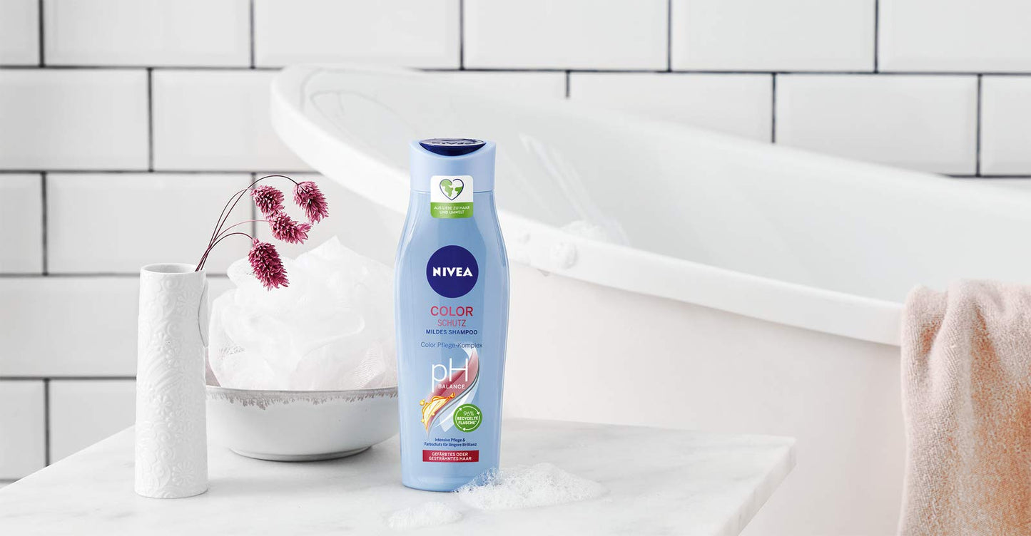 Nivea Colour Protection Mild Shampoo (250 ml), Gentle Nourishing Shampoo with colour care complex hair shampoo for healthy, coloured hair.