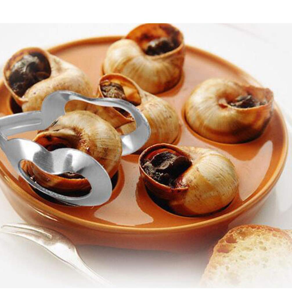 UPKOCH Escargot Dining Set Stainless Steel Escargot Tongs with Snail Fork Clip Shell Utensils Tableware for Home Restaurant 1 Set