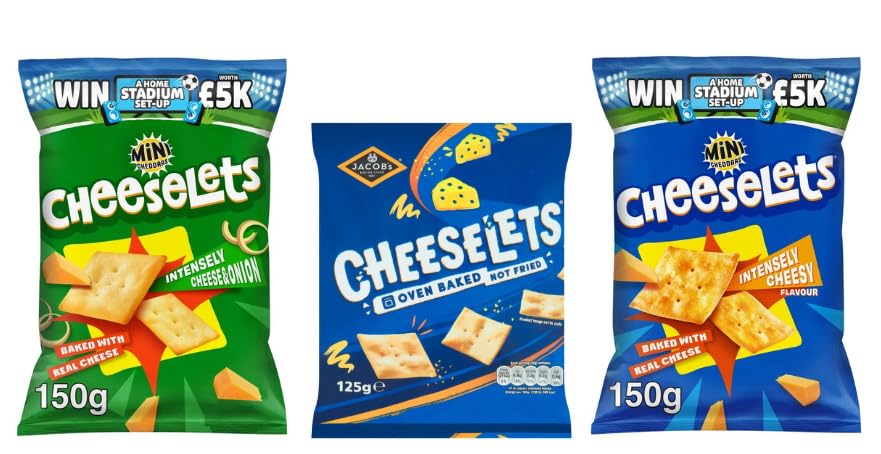 Jacob's Cheeselets Variety Pack – Sharing Bag, Intensely Cheesy & Cheese & Onion Snacks