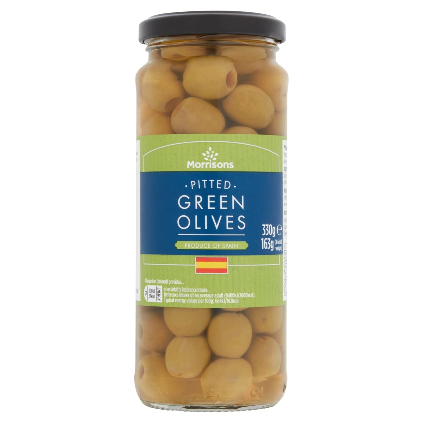 Morrisons Pittedgreen Olives in Brine, 330g