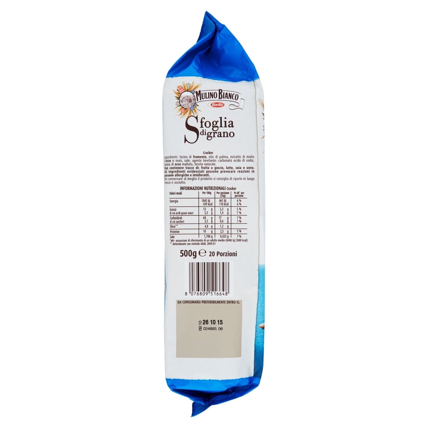 Mulino Bianco Barilla Crackers Cracker Non Salati Unsalted 500 g Italy