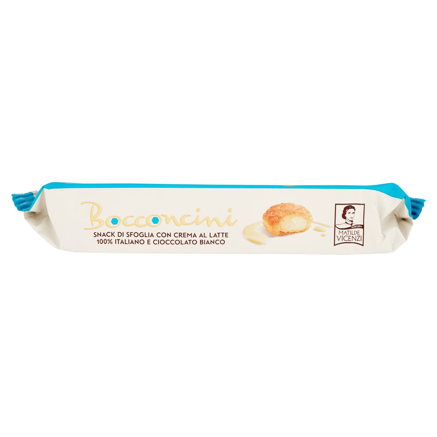 Matilde Vicenzi Millefoglie d'Italia Bocconcini Crema al Latte e Cioccolato Bianco Puff Pastry with Milk Cream and White Chocolate 100g Cookie Filled Snacks