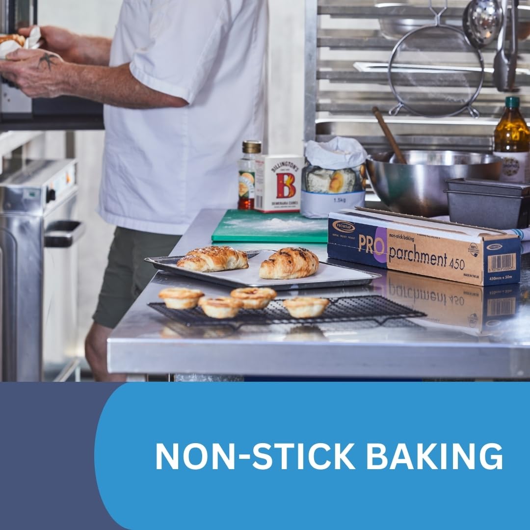 PROWRAP | Baking Parchment Paper Ideal for Home & Professional Catering Kitchen | Grease Free - Non Stick | Extra Wide 450mm x 50m | Single Roll